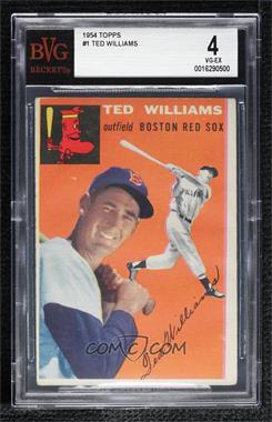 1954 Topps - [Base] #1.1 - Ted Williams (White Back) [BVG 4 VG‑EX]