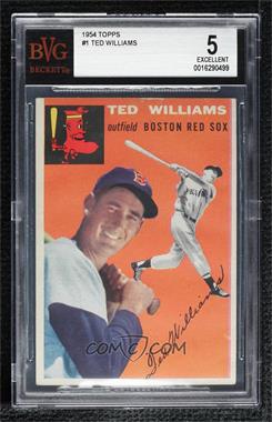 1954 Topps - [Base] #1.1 - Ted Williams (White Back) [BVG 5 EXCELLENT]