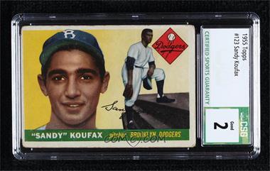 1955 Topps - [Base] #123 - Sandy Koufax [CSG 2 Good]