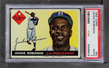 1955 Topps - [Base] #50.1 - Jackie Robinson (Full Diamond Upper Left Corner) [PSA 2 GOOD]