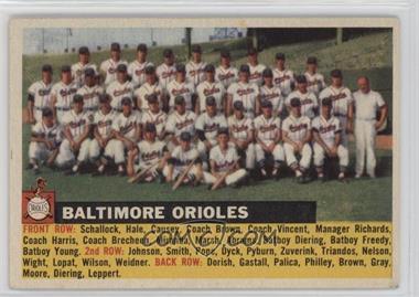 1956 Topps - [Base] #100.5 - Baltimore Orioles Team (White Back, Team Name Left)