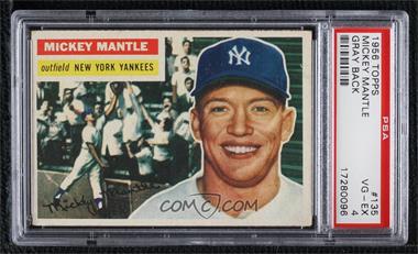 1956 Topps - [Base] #135.1 - Mickey Mantle (Gray Back) [PSA 4 VG‑EX]