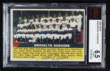 1956 Topps - [Base] #166.1 - Brooklyn Dodgers Team (Gray Back) [BVG 6.5 EX‑MT+]