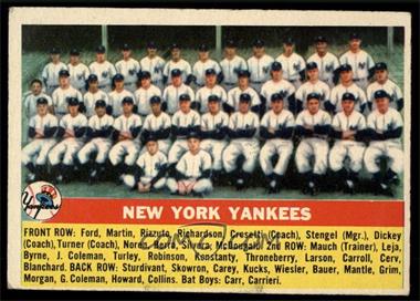 1956 Topps - [Base] #251 - New York Yankees Team [VG]