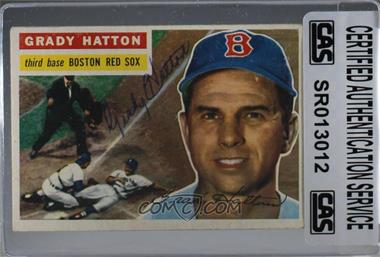 1956 Topps - [Base] #26.2 - Grady Hatton (White Bac; Hall of Famers Yogi Berra and Nestor Chylkak in backgrouns photo) [CAS Certified Sealed]