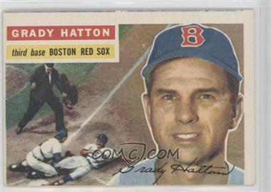 1956 Topps - [Base] #26.2 - Grady Hatton (White Bac; Hall of Famers Yogi Berra and Nestor Chylkak in backgrouns photo)