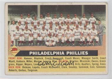 1956 Topps - [Base] #72.1 - Philadelphia Phillies Team (Gray Back, Team Name Centered) [Good to VG‑EX]