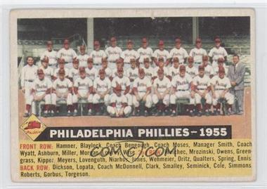 1956 Topps - [Base] #72.3 - Philadelphia Phillies Team (White Back, Team Name and Date) [Good to VG‑EX]