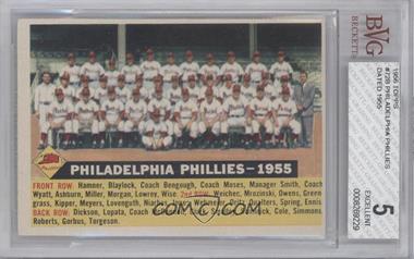 1956 Topps - [Base] #72.3 - Philadelphia Phillies Team (White Back, Team Name and Date) [BVG 5 EXCELLENT]