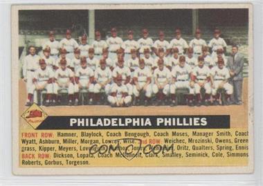 1956 Topps - [Base] #72.4 - Philadelphia Phillies Team (White Back, Team Name Centered) [Noted]