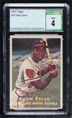 1957 Topps - [Base] #20 - Hank Aaron [CSG 4 VG/Ex+]