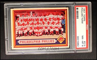 1957 Topps - [Base] #214 - Philadelphia Phillies Team [PSA 8 NM‑MT]