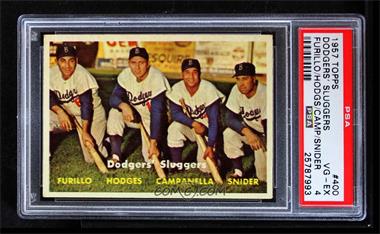 1957 Topps - [Base] #400 - Dodgers' Sluggers (Furillo, Hodges, Campanella, Snider) [PSA 4 VG‑EX]