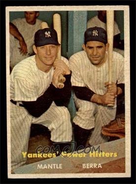 1957 Topps - [Base] #407 - Yankees' Power Hitters (Mickey Mantle, Yogi Berra) [EX MT]