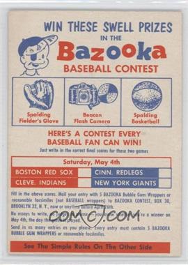 1957 Topps - Bazooka Contest #CONT.1 - 1st Contest (Prizes: Spalding Glove, Beacon Camera, Spalding Basketball) (Saturday May 4)