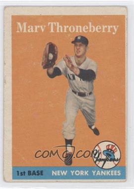 1958 Topps - [Base] #175 - Marv Throneberry [Good to VG‑EX]
