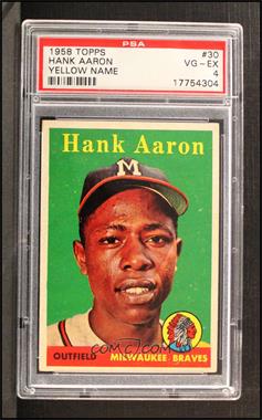 1958 Topps - [Base] #30.1 - Hank Aaron (Player Name in White) [PSA 4 VG‑EX]