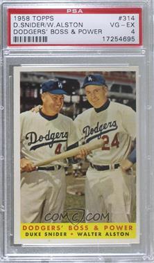 1958 Topps - [Base] #314 - Dodgers' Boss & Power (Duke Snider, Walter Alston) [PSA 4 VG‑EX]