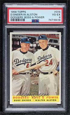 1958 Topps - [Base] #314 - Dodgers' Boss & Power (Duke Snider, Walter Alston) [PSA 4 VG‑EX]