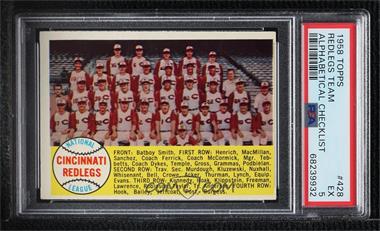 1958 Topps - [Base] #428.1 - Checklist - Cincinnati Reds (Alphabetical) [PSA 5 EX]