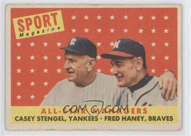 1958 Topps - [Base] #475 - All-Star Managers (Casey Stengel, Fred Haney) [Good to VG‑EX]