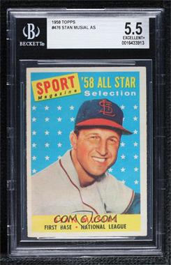 1958 Topps - [Base] #476 - Sport Magazine '58 All Star Selection - Stan Musial [BGS 5.5 EXCELLENT+]