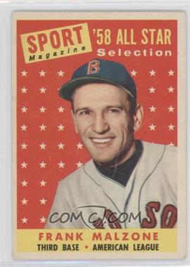 1958 Topps - [Base] #481 - Sport Magazine '58 All Star Selection - Frank Malzone [Poor to Fair]