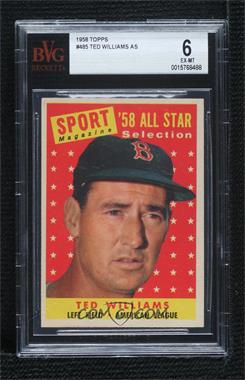 1958 Topps - [Base] #485 - Sport Magazine '58 All Star Selection - Ted Williams [BVG 6 EX‑MT]
