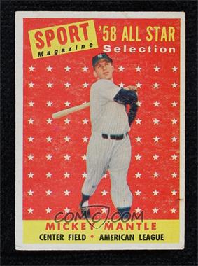 1958 Topps - [Base] #487 - Sport Magazine '58 All Star Selection - Mickey Mantle [Good to VG‑EX]