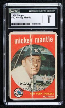 1959 Topps - [Base] #10 - Mickey Mantle [CGC 1 Poor]