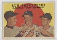 Run Preventers (Gil McDougald, Bob Turley, Bobby Richardson) (grey back) [Good&…