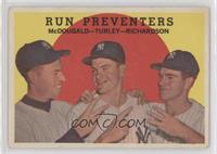 Run Preventers (Gil McDougald, Bob Turley, Bobby Richardson) (grey back) [Good&…