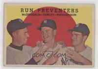 Run Preventers (Gil McDougald, Bob Turley, Bobby Richardson) (white back)