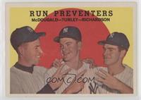 Run Preventers (Gil McDougald, Bob Turley, Bobby Richardson) (white back) [Poor…