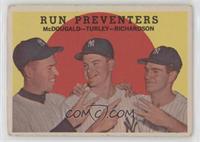 Run Preventers (Gil McDougald, Bob Turley, Bobby Richardson) (white back) [Good…