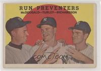 Run Preventers (Gil McDougald, Bob Turley, Bobby Richardson) (white back) [Poor…