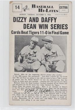 1960 CVC Baseball Hi-Lites - [Base] #14 - Dizzy Dean, Daffy Dean