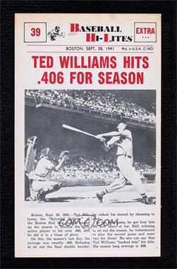 1960 Nu-Cards Baseball Hi-Lites - [Base] #39 - Ted Williams