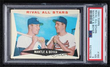 1960 Topps - [Base] #160 - Rival All-Stars (Mickey Mantle, Ken Boyer) [PSA 3 VG]