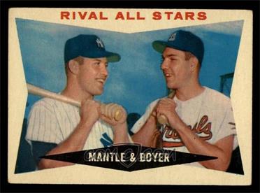 1960 Topps - [Base] #160 - Rival All-Stars (Mickey Mantle, Ken Boyer) [VG]