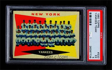 1960 Topps - [Base] #332 - 4th Series Checklist - New York Yankees [PSA 5 EX]