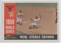 World Series - Game #1: Neal Steals Second (Charlie Neal) (White Back) [Good&nb…