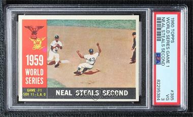 1960 Topps - [Base] #385.2 - World Series - Game #1: Neal Steals Second (Charlie Neal) (Gray Back) [PSA 3 VG]