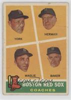 Boston Red Sox Coaches (Rudy York, Sal Maglie, Del Baker, Billy Herman) [Good&n…