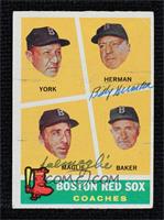 Boston Red Sox Coaches (Rudy York, Sal Maglie, Del Baker, Billy Herman) [JSA&nb…
