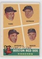Boston Red Sox Coaches (Rudy York, Sal Maglie, Del Baker, Billy Herman)