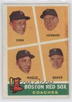 Boston Red Sox Coaches (Rudy York, Sal Maglie, Del Baker, Billy Herman)