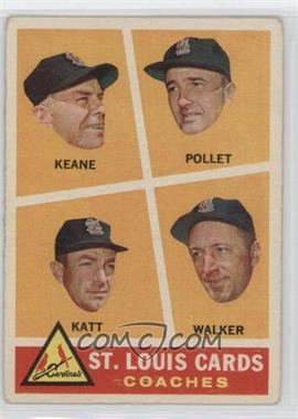 1960 Topps - [Base] #468 - St. Louis Cards Coaches (Johnny Keane, Howie Pollet, Ray Katt, Harry Walker) [Good to VG‑EX]