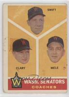 Washington Senators Coaches (Bob Swift, Ellis Clary, Sam Mele) [Poor to&nb…