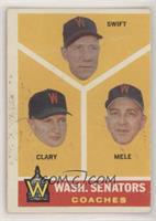 Washington Senators Coaches (Bob Swift, Ellis Clary, Sam Mele) [COMC RCR&n…